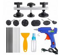 Paintless Car Dent Puller Kit, Professional PDR Auto Body Dent Removal Tool, 100W Hot Glue Gun, Heavy Duty Bridge Puller, 10 High-Viscosity Glue Sticks Tabs, Vehicle Hail Damage Door Dings Repair Set