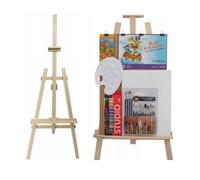 Paints + Brushes + Easel Large Complete Painting Set Adjustable Beech Wood 178cm