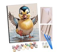 Paints by Numbers for Adult Happy Duck Playing in The Water with Brushes and Acrylic Pigment DIY Beginner Canvas Painting for Adults Oil Painting Gift Kits 16x20 inch with Frame