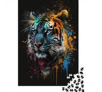 Paintsplash Tiger 1000 Piece Jigsaw Puzzle for Adults-Puzzles Teenagers Paper Puzzles- Relax Puzzles Games-Brain Teaser Puzzle 1000pcs (38x26cm)
