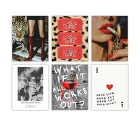 PAINURA Trendy Leopard Wall Art Set of 6 Cheetah Girly Wall Decor Fashion Posters Y2k Room Decor Red Cheetah Canvas Wall Art Preppy Pictures for Bedroom Vintage Art Prints 8x10 Inch Unframed