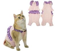 Paipeper Cat Recovery Suit,Kitten Onesie After Surgery,E-Collar Alternative for Abdominal Wound and Skin Diseases,Soft Breathable Bodysuit After Spay（Pink-XL）