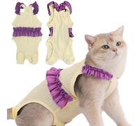 Paipeper Cat Recovery Suit,Kitten Onesie After Surgery,E-Collar Alternative for Abdominal Wound and Skin Diseases,Soft Breathable Bodysuit After Spay（Beige-XL）