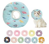 Paipeper Inflatable Cone Collar for Cats After Surgery,Soft & Alternative Cat Cone,Anti-Lick Wound Elizabethan,Comfortable E Collar(Blue Fish-l)