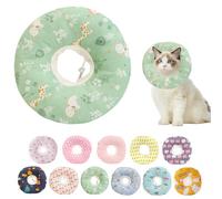 Paipeper Inflatable Cone Collar for Cats After Surgery,Soft & Alternative Cat Cone,Anti-Lick Wound Elizabethan,Comfortable E Collar(Green Animal-l)