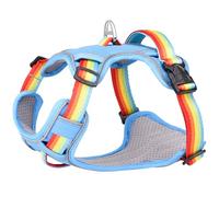 Paipeper No Pull Dog Harness,Adjustable Lightweight Small Medium Dog Vest Harness with Reflective Strip,Pet Harness with Easy Control Handle,Stops Pets from Pulling and Choking(Rainbow-s)