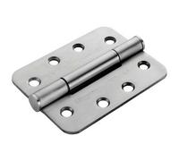 PAIR 100 x 75 x 3mm Concealed 14 Bearing Hinge Satin Steel Rounded Edge