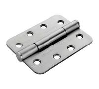Pair 100 X 75 X 3mm Concealed 14 Bearing Hinge Satin Steel Rounded Edge