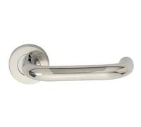 PAIR 19mm Round Bar Safety Handle on Round Rose Concealed Fix Polished Steel