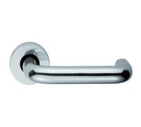 Pair 19mm Round Bar Safety Lever Concealed Fix Round Rose Polished Aluminium