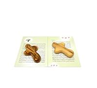 Pair (2) of Mini Olive Wood Comfort Crosses - Perfect for Prayer and Peaceful Moments - Comfortably Fits in Hand or Pocket - Handcrafted in Bethlehem. Explanation Card Psalm 23