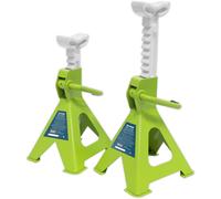 PAIR 2 Tonne Ratchet Type Axle Stands - 276mm to 410mm Working Height - Green