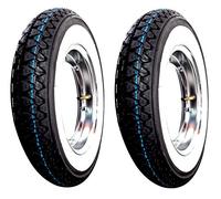 Pair 2 Tyres Complete Mounted for Vespa 50 Special with: 2 Rims, 2 Tyres Kenda K 333 with White Band, Size 3.00 - 10, 2 Kenda Air Chambers