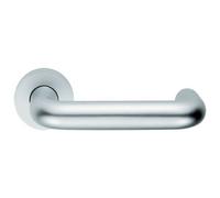 PAIR 22mm Round Bar Safety Lever on Round Rose DDA Compliant Satin Aluminium