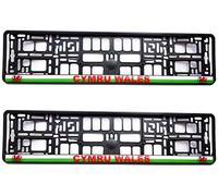 PAIR (2PCS) TAPORT Wales Welsh Flag Pure Black Doming Car Registration License Number Plate Surround Holder Frame Surround