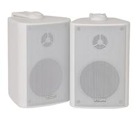 Pair 3" 2 Way Compact Stereo HiFi Speakers 60W 8Ohm White Mini Wall Mounted ABS