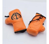 PAIR 3.5" Mini Boxing Gloves Car Hanging Van Rear Mirror sports Gift Flag Key (Sikh Khanda)