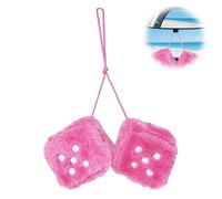 Pair 3” Fuzzy Plush Dice Furry Dice for Car Fuzzy Dice for Car Pink Fluffy Dice Car Decor Cute Soft Plush Rearview Mirror Decor Rear View Mirror Hanging Accessories for Car Interior Ornament