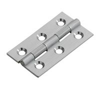 Pair - 50 x 28 x 1.5mm Cabinet Hinge - Satin Chrome - Small Cupboard Door | Suitable for Lightweight Internal Cupboard Doors - Square 3 Screw Mini Hinges - Cabinet Bracket