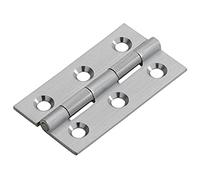 Pair - 50 x 28 x 1.5mm Cabinet Hinge - Satin Chrome - Small Cupboard Door | Suitable for Lightweight Internal Cupboard Doors - Square 3 Screw Mini Hinges - Cabinet Bracket