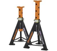 PAIR 6 Tonne Heavy Duty Axle Stands - 369mm to 571mm Adjustable Height - Orange