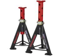 Pair 6 Tonne Heavy Duty Axle Stands - 369mm To 571mm Adjustable Height - Red