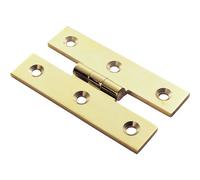 Pair 63 X 38 X 2mm H Pattern Cabinet Hinge Polished Brass Cupboard Door