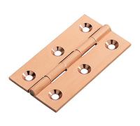 PAIR - 64 x 35 x 2mm Cabinet Hinge - Modern Satin Copper - Cupboard Door | Suitable for Lightweight Internal Cupboard Doors - Square 3 Screw Mini Hinges - Cabinet Bracket