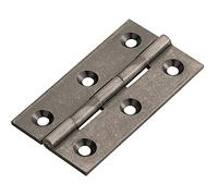 PAIR - 64 x 35 x 2mm Cabinet Hinge - Pewter Metal- Small Cupboard Door | Suitable for Lightweight Internal Cupboard Doors - Square 3 Screw Mini Hinges - Cabinet Bracket