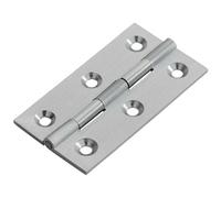 Pair - 64 x 35 x 2mm Cabinet Hinge - Satin Chrome - Small Cupboard Door | Suitable for Lightweight Internal Cupboard Doors - Square 3 Screw Mini Hinges - Cabinet Bracket