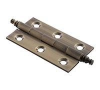 Pair - 64 x 35 x 2mm Finial Cabinet Hinge - Antique Brass - Decorative Cupboard | Suitable for Lightweight Internal Cupboard Doors - Square 3 Screw Mini Hinges - Cabinet Bracket
