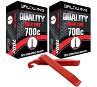 PAIR 700c Baldwins Cycle/Bike Inner Tubes 700 x 20c to 25c (Fits any 20c, 22c, 23c, 25c) Extra Long 80mm Long Presta/French Type Valves & BALDY'S TYRE LEVERS (Pack of 2)