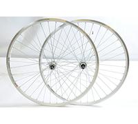 PAIR 700c HYBRID TREKKING BIKE WHEELS SUIT 5, 6, 7 SPEED DOUBLE WALL RIMS, QUICK RELEASE HUBS 130mm WHITE