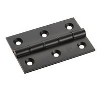 PAIR 76 x 50 x 2.5mm Brass Washered Butt Hinge Matt Black Internal Door Loops Black One Size