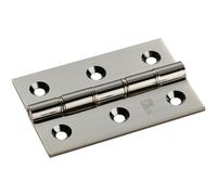 PAIR 76 x 50 x 2.5mm Brass Washered Butt Hinge Polished Nickel Internal Door Loops Metallics One Size