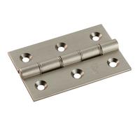 PAIR 76 x 50 x 2.5mm Brass Washered Butt Hinge Satin Nickel Internal Door Loops Metallics One Size