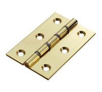 Loops PAIR 76 x 50 x 2.5mm Double Steel Washered Butt Hinge Polished Brass Door in Metallics Loops Metallics