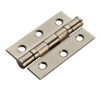 PAIR 76 x 51 x 2mm - Ball Bearing Hinge - Satin Nickel Plated Interior Door | Standard Home Door Hinge - Interior Door, Cabinet, Wardrobe - Various Sizes & Finishes Available