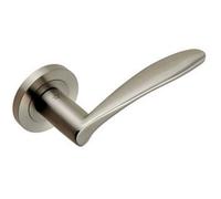 PAIR Angular Design Curved Handle Concealed Fix Round Rose Satin Steel