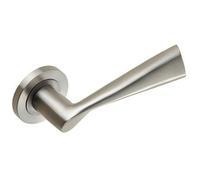 PAIR Angular Design Handle on Round Rose Concealed Fix Satin Stainless Steel