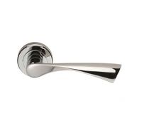 PAIR Angular Twisted Handle on Round Rose Concealed Fix Polished Chrome
