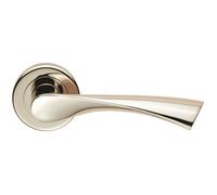 PAIR Angular Twisted Handle on Round Rose Concealed Fix Polished Nickel