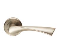 PAIR Angular Twisted Handle on Round Rose Concealed Fix Satin Nickel