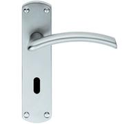 Pair Arched Lever On Lock Backplate Door Handle 170 X 42mm Satin Chrome