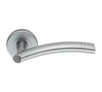 PAIR Arched Round Bar Handle with Ring Detailing Concealed Fix Satin Chrome