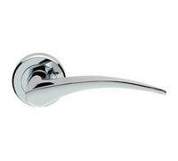 Pair Arched Tapered Handle On Round Rose Concealed Fix Polished Chrome