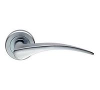 Pair Arched Tapered Handle on Round Rose - Concealed Fix - Satin Chrome | Door Handle Lever on Screwless Rose - Internal Door Hardware - Screws, Fixings and Spindle Included