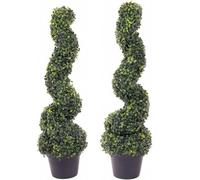 Pair - Artificial Spiral Tree 80Cm Decorative Topiary Plant For Indoor And Outdoor Use In Gardens Entrances And Patios