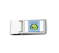 Pair Avocado Fruit Cores Art Deco Fashion Slim Money Clip Stainless Holder Pocket Wallet