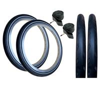 PAIR Baldy's 16 x 1-3/8 Black with Reflective Wall Puncture Protected TYRES & Presta Valve Inner Tubes Suitable For Brompton Bikes (Pack of 2)